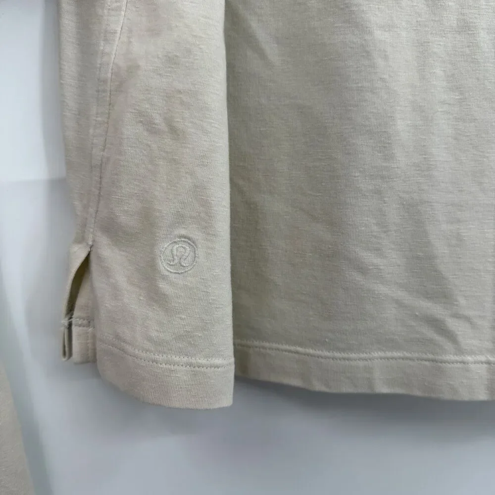 Lululemon Natural Ivory Classic Fit Cotton Blend Long Sleeve T-Shirt Size Medium